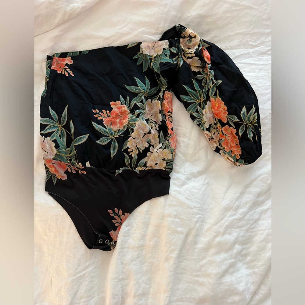 Zara floral one shoulder bodysuit
